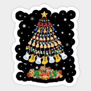 Christmas Guitar Tree Shirt Funny Merry Xmas Gifts Sticker